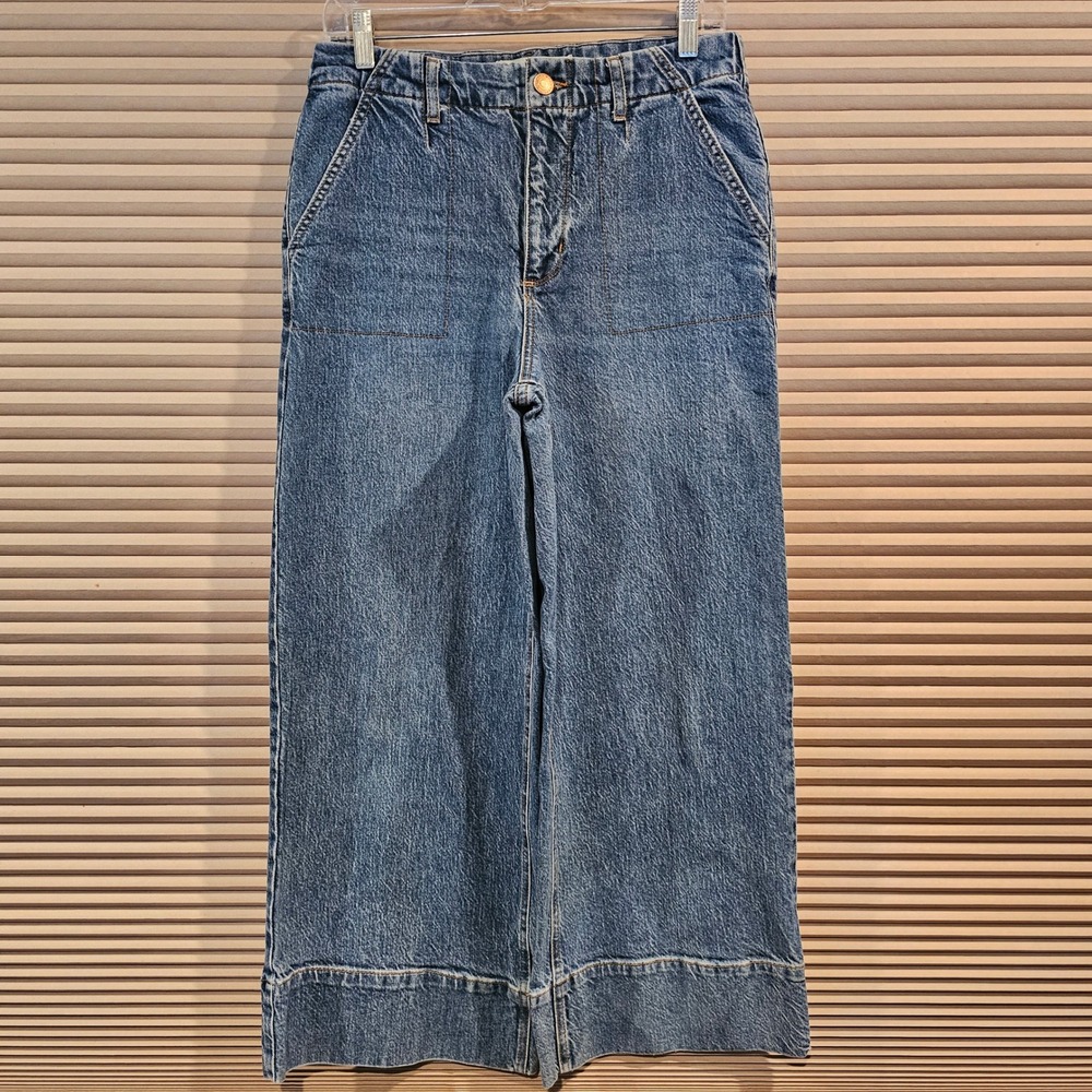 Seen Worn Kept SWK The Crop Wide High Rise Jeans Blue Medium Wash W31 L32